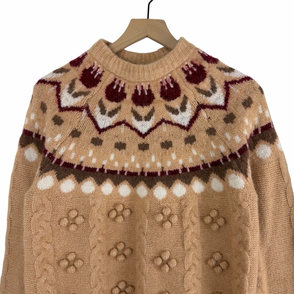 Scotch & Soda Tulip Fairisle Crewneck Sweater Beige Size Medium - Picture 3 of 10